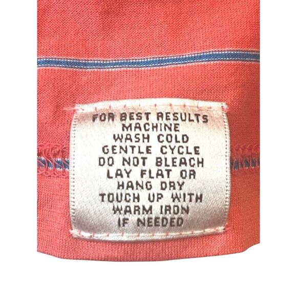 Peter Millar Men's Size XL Cotton Golf Polo Coral with Blue Stripes - Picture 6 of 6